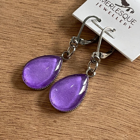 PURPLE TEARDROP EARRINGS