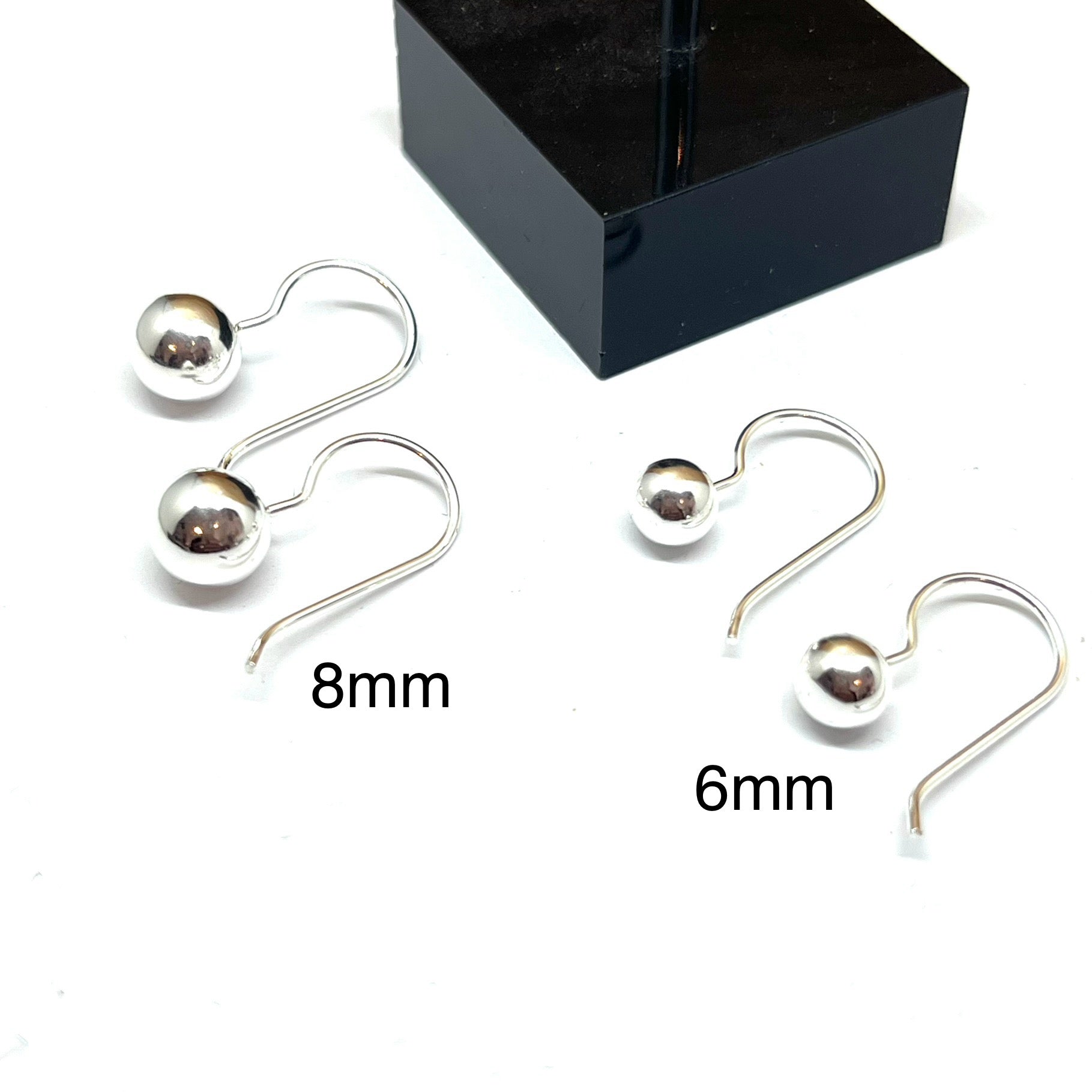 Silver ball online earrings 8mm