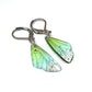 Green dainty butterfly wing earrings