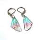 Aqua and pink dainty butterfly wing earrings