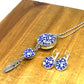 Blue china earrings with matching double sided long necklace 