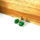 Emerald green metallic  glass dome earrings