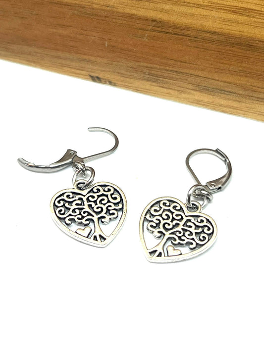 HEART TREE OF LIFE EARRINGS